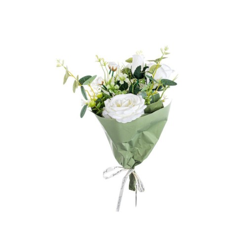 BOUQUET ROSE INCARTATO CM40 WH